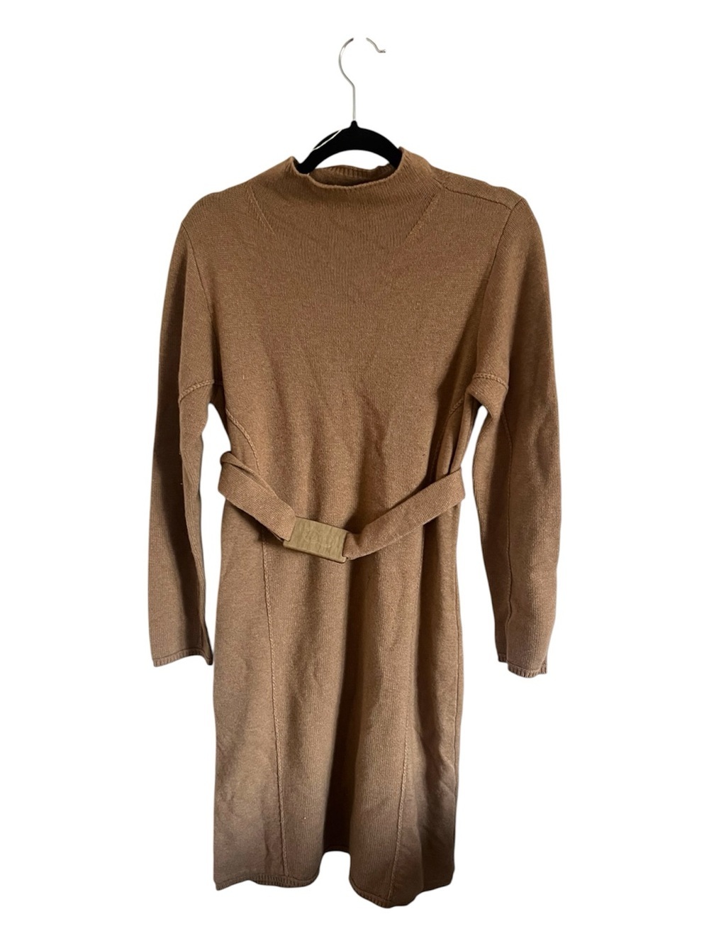 Escada Knit Belted Sweater Dress - Camel, size 38